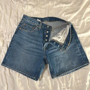 Levis Women’s Mid Thigh 501 Waterless Jean Short Button Fly